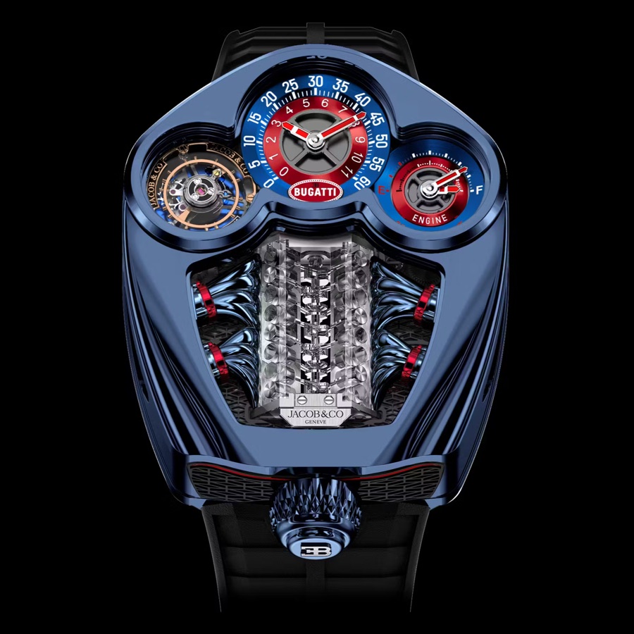 A Jacob & Co. Bugatti Chiron Tourbillon beside its Cifr-secured authentication card